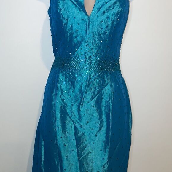Jovani JVN Sleeveless Mermaid Plunging Back Pageant Prom Formal Dress NWT - Picture 7 of 17
